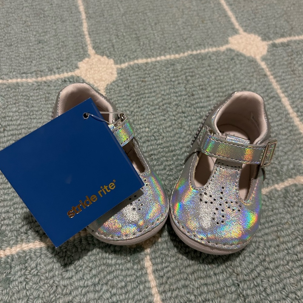 Stride Rite Holographic Silver Kids Dress Shoes